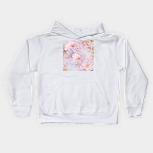 Pink Fancy Peony Flowers Pattern Kids Hoodie